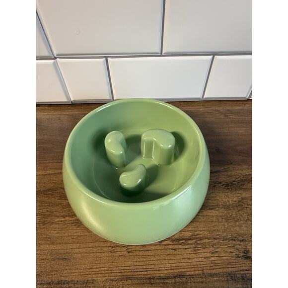NEW Martha Stewart Pets Dog Bowl Cat Bowl Slow Feeder Slow Eating Green - Picture 1 of 8